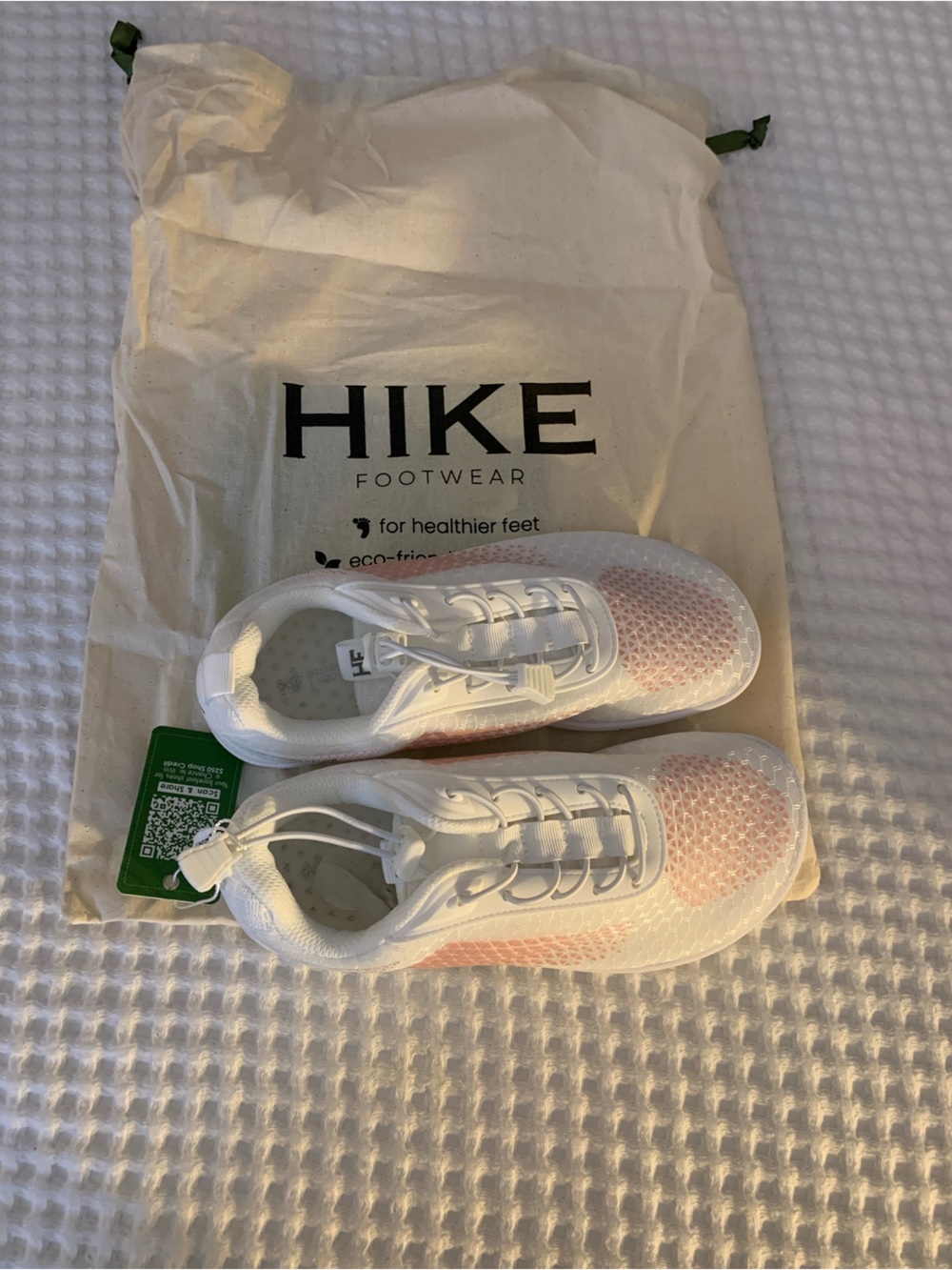 HIKE Women's White Athletic Sneakers with Light Pink Accents